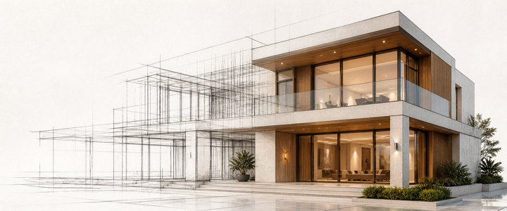 Biệt thự chuyển từ bản vẽ kiến trúc sang công trình hoàn thiện